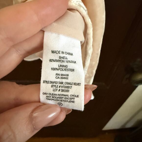 THEORY | Blush Pink Silk Blend Velvet V Neck Swing Camisole | Medium - Picture 7 of 7